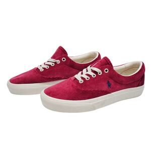 NEW POLO RALPH LAUREN KEATON CORDUROY SNEAKER SHOE RED MENS SIZE - 8